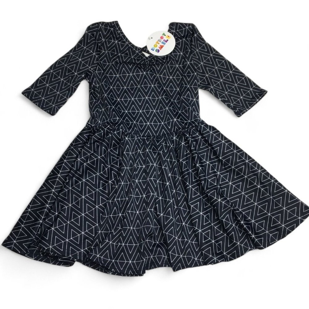 Dot Dot Smile BALLERINA Dress Girls Size 2T Dark Navy-Blue & White Diamond NWT